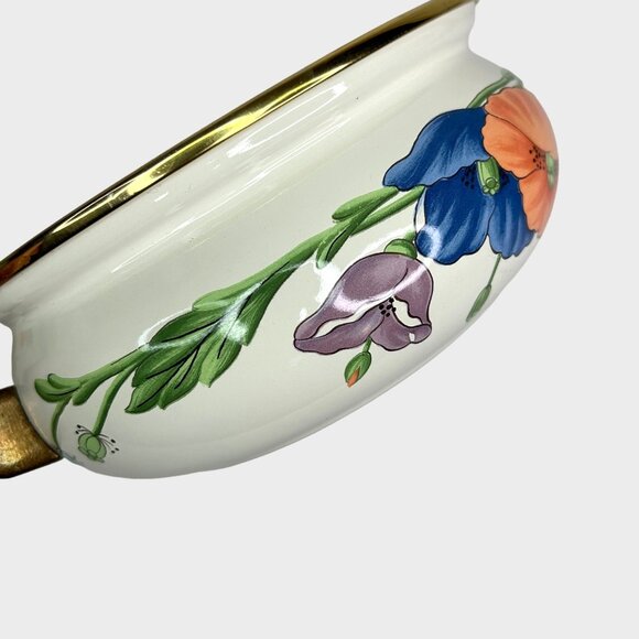 Villeroy & Boch Petite Fleur Enamel Saucepan With Lid 8" Floral Design Germany - Picture 3 of 13